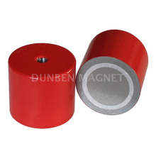 Alnico deep pot holding magnet with inner thread ,Holding Pot Magnet with red enamel lacquered coating, and internal threaded, Red AlNiCo Deep Pot magnets