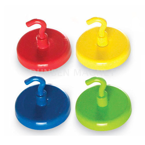Strong Powerful Colorful Round Base ceramic / ferrite magnetic hooks 