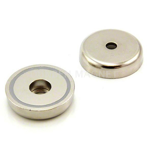 Strong Power Neodymium Mounting Pot Magnet with Flat Hole,Holding Power Neodymium Cup pot Magnet With Cylindrical Borehole 