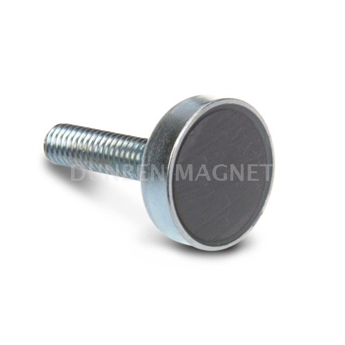 Ferrite Pot Magnet with External Male Threaded Stud,Ferrite Pot magnets with threaded stem,Ferrite magnet glued to steel cup,Ferrite Pot Magnet with Boss Mounting