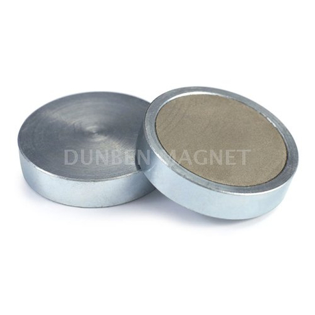 Flat SmCo Shallow Pot Magnet,High Working Temperature Samarium Cobalt Flat Cup Magnets,Samarium Cobalt Blind Ended Shallow Pots, SmCo Glue-in pot magnets, Flat SmCo Gripper